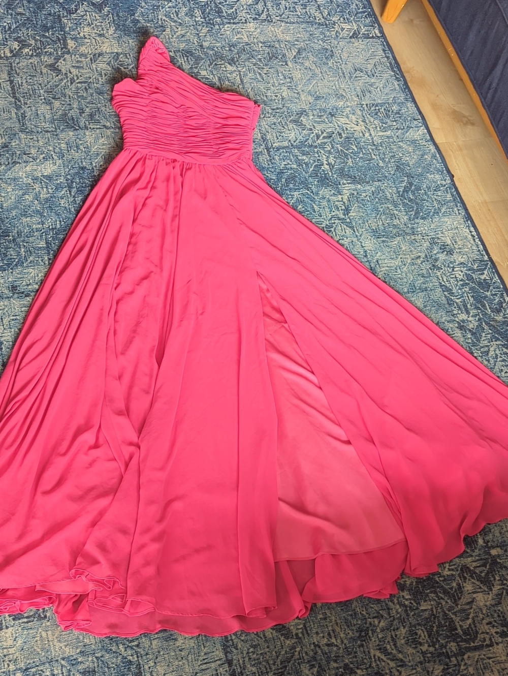 Halston Heritage Lipstick Pink One Shoulder Gown